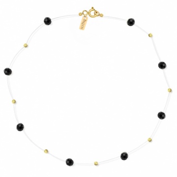 Colier Only Black cu cristale și bile din AUR 14K
