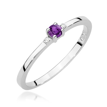 Inel Aur 14K cu Ametist 0.10 ct si Diamante Naturale 0.01 ct - Img 9