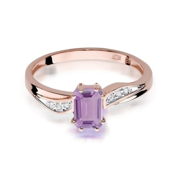 Inel Aur 14K cu Ametist 0.50 ct si Diamante Naturale 0.03 ct - Img 9