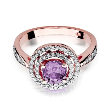 Inel Aur 14K cu Ametist 0.90 ct si Diamante Naturale 0.37 ct - Img 9