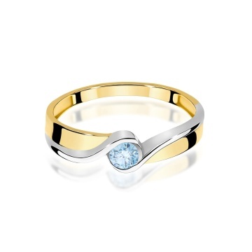 Inel Aur 14K cu Diamant Albastru de Laborator 0.15 ct - Img 2
