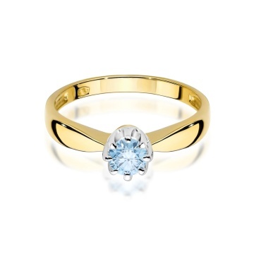 Inel Aur 14K cu Diamant Albastru de Laborator 0.30 ct - Img 2