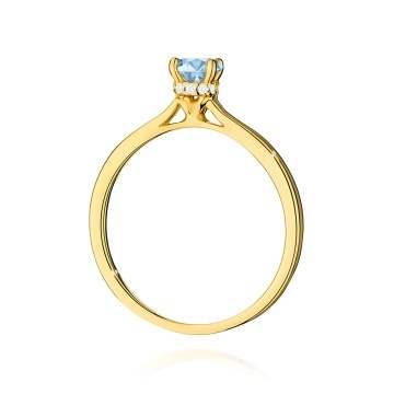 Inel Aur 14K cu Diamante Albastre de Laborator 0.56 ct - Img 3