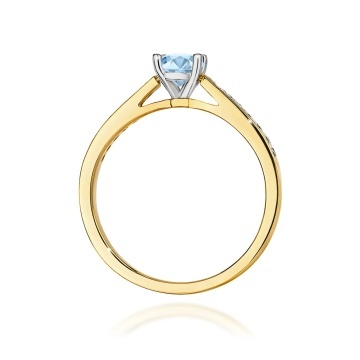 Inel Aur 14K cu Diamante Albastre de Laborator 0.62 ct - Img 3