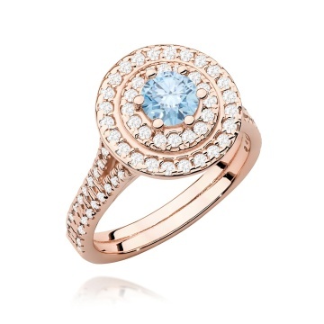 Inel Aur 14K cu Diamante Albastre de Laborator 1.11 ct - Img 5