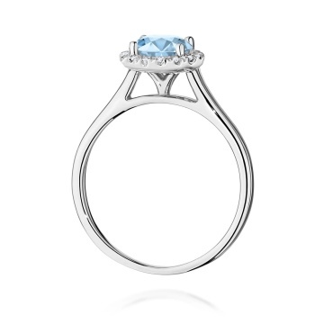 Inel Aur 14K cu Diamante Albastre de Laborator 1.14 ct - Img 11