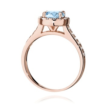 Inel Aur 14K cu Diamante Albastre de Laborator 1.38 ct - Img 7