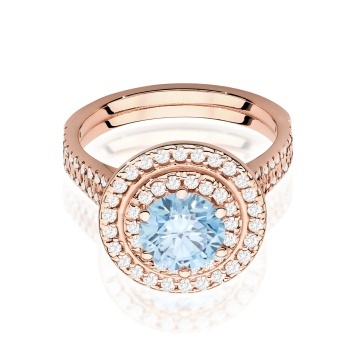 Inel Aur 14K cu Diamante Albastre de Laborator 1.63 ct - Img 6