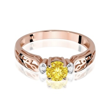 Inel Aur 14K cu Diamante Galbene de Laborator 0.52 ct - Img 6