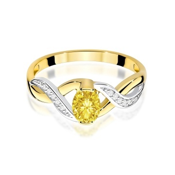 Inel Aur 14K cu Diamante Galbene de Laborator 0.55 ct - Img 2