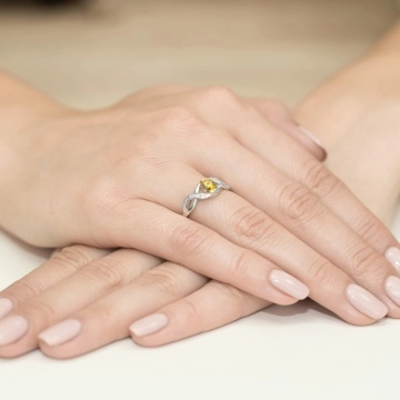 Inel Aur 14K cu Diamante Galbene de Laborator 0.55 ct - Img 12