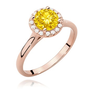 Inel Aur 14K cu Diamante Galbene de Laborator 1.14 ct - Img 5