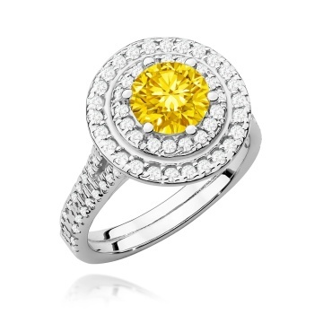 Inel Aur 14K cu Diamante Galbene de Laborator 1.63 ct - Img 9