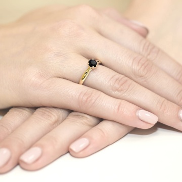 Inel Aur 14K cu Diamante Naturale Albe si Negre 0.51 ct - Img 4