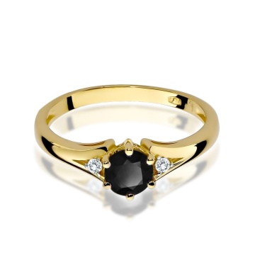 Inel Aur 14K cu Diamante Naturale Albe si Negre 0.53 ct - Img 2