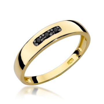Inel Aur 14K cu Diamante Naturale Negre 0.04 ct