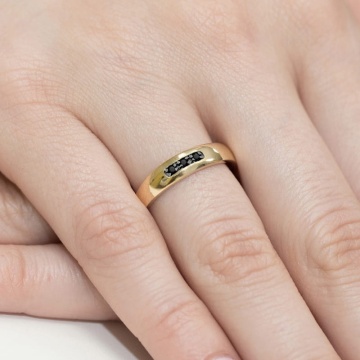 Inel Aur 14K cu Diamante Naturale Negre 0.04 ct - Img 4