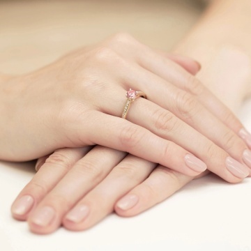 Inel Aur 14K cu Diamante Roz de Laborator 0.62 ct - Img 4