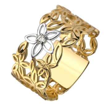 Inel Aur 14k cu Floare si Model Floral - Img 3