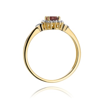 Inel Aur 14K cu Granat 0.50 ct si Diamante Naturale 0.10 ct - Img 3