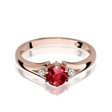 Inel Aur 14K cu Granat 0.60 ct si Diamante Naturale 0.03 ct - Img 6