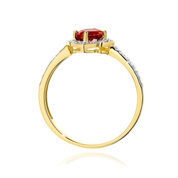 Inel Aur 14K cu Granat 0.60 ct si Diamante Naturale 0.13 ct - Img 3