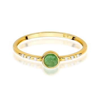 Inel Aur 14K cu Green Tourmaline 0.30 ct si Diamante Naturale 0.03 ct - Img 2
