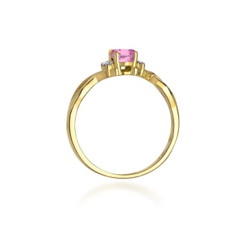 Inel Aur 14K cu Pink Sapphire 0.45 ct si Diamante Naturale 0.05 ct - Img 3