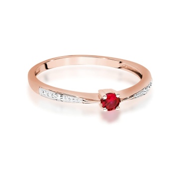 Inel Aur 14K cu Rubin 0.15 ct si Diamante Naturale 0.01 ct - Img 6