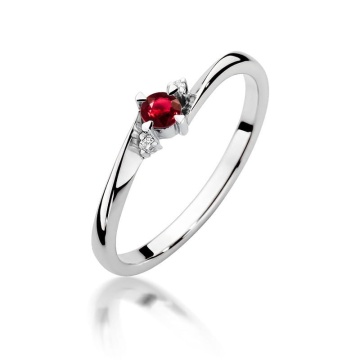 Inel Aur 14K cu Rubin 0.15 ct si Diamante Naturale 0.02 ct - Img 5