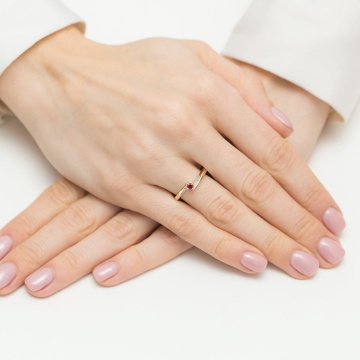 Inel Aur 14K cu Rubin 0.15 ct si Diamante Naturale 0.04 ct - Img 4