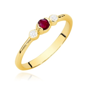 Inel Aur 14K cu Rubin 0.15 ct si Diamante Naturale 0.06 ct