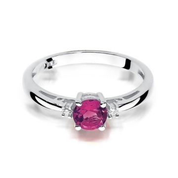 Inel Aur 14K cu Rubin 0.60 ct si Diamante Naturale 0.03 ct - Img 6