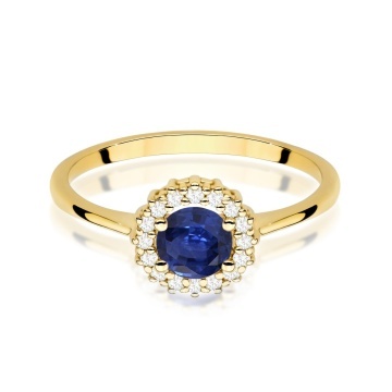 Inel Aur 14K cu Safir 0.50 ct si Diamante Naturale 0.14 ct - Img 2