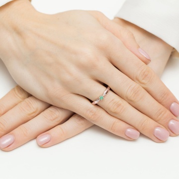 Inel Aur 14K cu Smarald 0.15 ct si Diamante Naturale 0.01 ct - Img 8