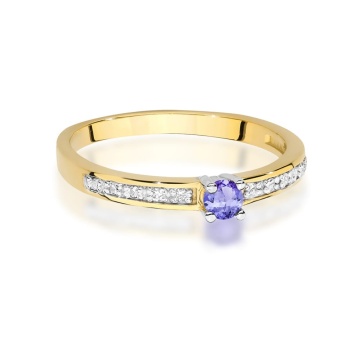 Inel Aur 14K cu Tanzanit 0.15 ct si Diamante Naturale 0.05 ct - Img 2