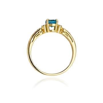 Inel Aur 14K cu Topaz London Blue 0.50 ct si Diamante Naturale 0.02 ct - Img 3