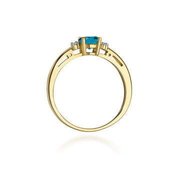 Inel Aur 14K cu Topaz London Blue 0.50 ct si Diamante Naturale 0.03 ct - Img 3
