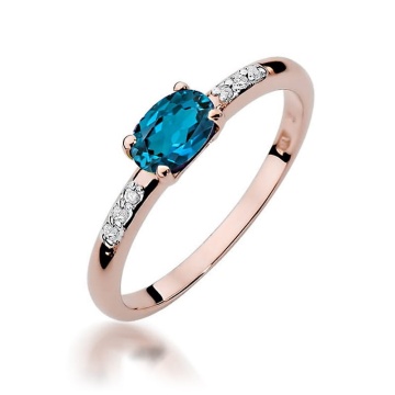Inel Aur 14K cu Topaz London Blue 0.50 ct si Diamante Naturale 0.03 ct - Img 5