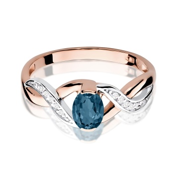 Inel Aur 14K cu Topaz London Blue 0.50 ct si Diamante Naturale 0.05 ct - Img 6