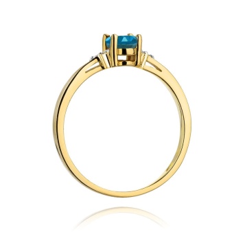 Inel Aur 14K cu Topaz London Blue 0.50 ct si Diamante Naturale 0.05 ct - Img 3