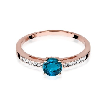 Inel Aur 14K cu Topaz London Blue 0.50 ct si Diamante Naturale 0.05 ct - Img 10