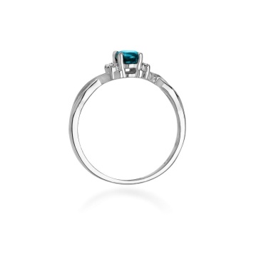 Inel Aur 14K cu Topaz London Blue 0.50 ct si Diamante Naturale 0.05 ct - Img 12