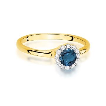 Inel Aur 14K cu Topaz London Blue 0.50 ct si Diamante Naturale 0.10 ct - Img 2