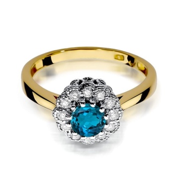 Inel Aur 14K cu Topaz London Blue 0.50 ct si Diamante Naturale 0.17 ct - Img 2