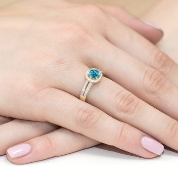 Inel Aur 14K cu Topaz London Blue 0.50 ct si Diamante Naturale 0.20 ct - Img 4
