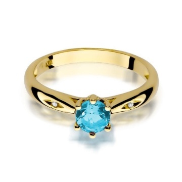 Inel Aur 14K cu Topaz Swiss 0.50 ct si Diamante Naturale 0.01 ct - Img 2