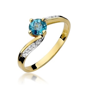 Inel Aur 14K cu Topaz Swiss 0.50 ct si Diamante Naturale 0.05 ct - Img 1