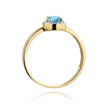 Inel Aur 14K cu Topaz Swiss 0.50 ct si Diamante Naturale 0.08 ct - Img 3