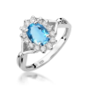Inel Aur 14K cu Topaz Swiss 0.50 ct si Diamante Naturale 0.12 ct - Img 5